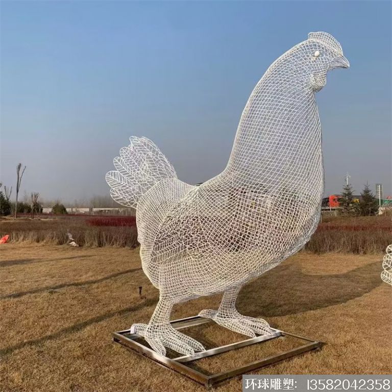 不锈钢老母鸡雕塑 镂空母鸡雕塑景观6