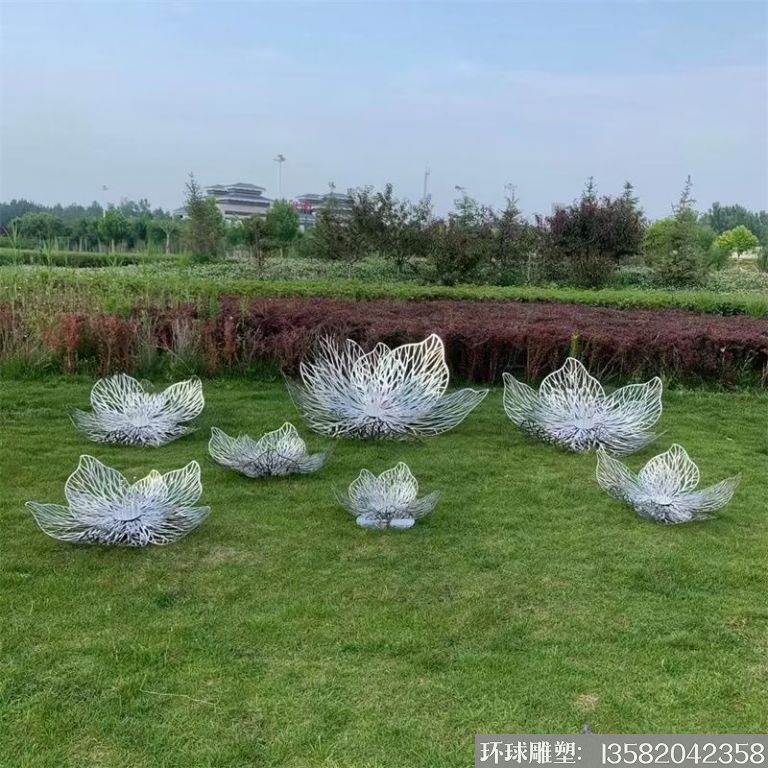 不锈钢镂空装饰花朵雕塑 地产草坪摆件