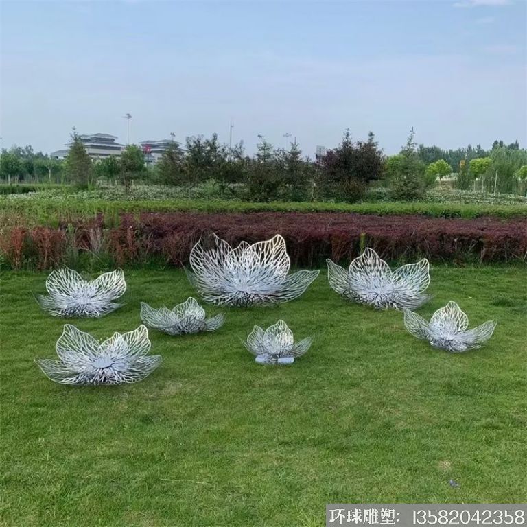 不锈钢镂空装饰花朵雕塑 地产草坪摆件5