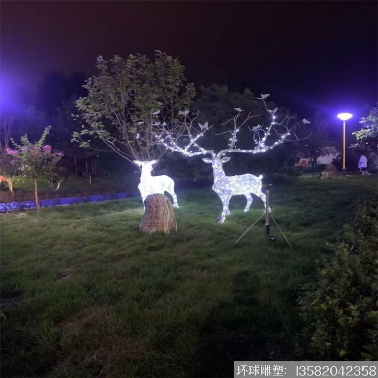 不锈钢镂空灯光鹿雕塑 大型鹿雕塑1